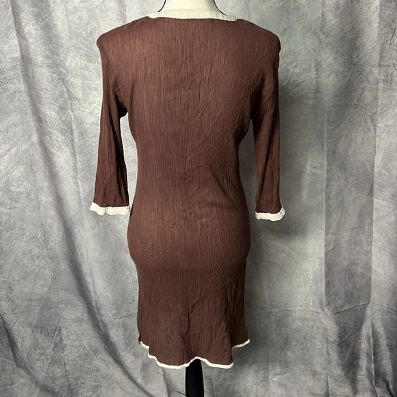 Athleta Brown and Cream 3/4 Sleeve Dress or Cover Up - size XS - Picture 5 of 10